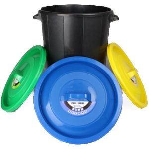BALDE PRETO COM TAMPA AZUL 45L